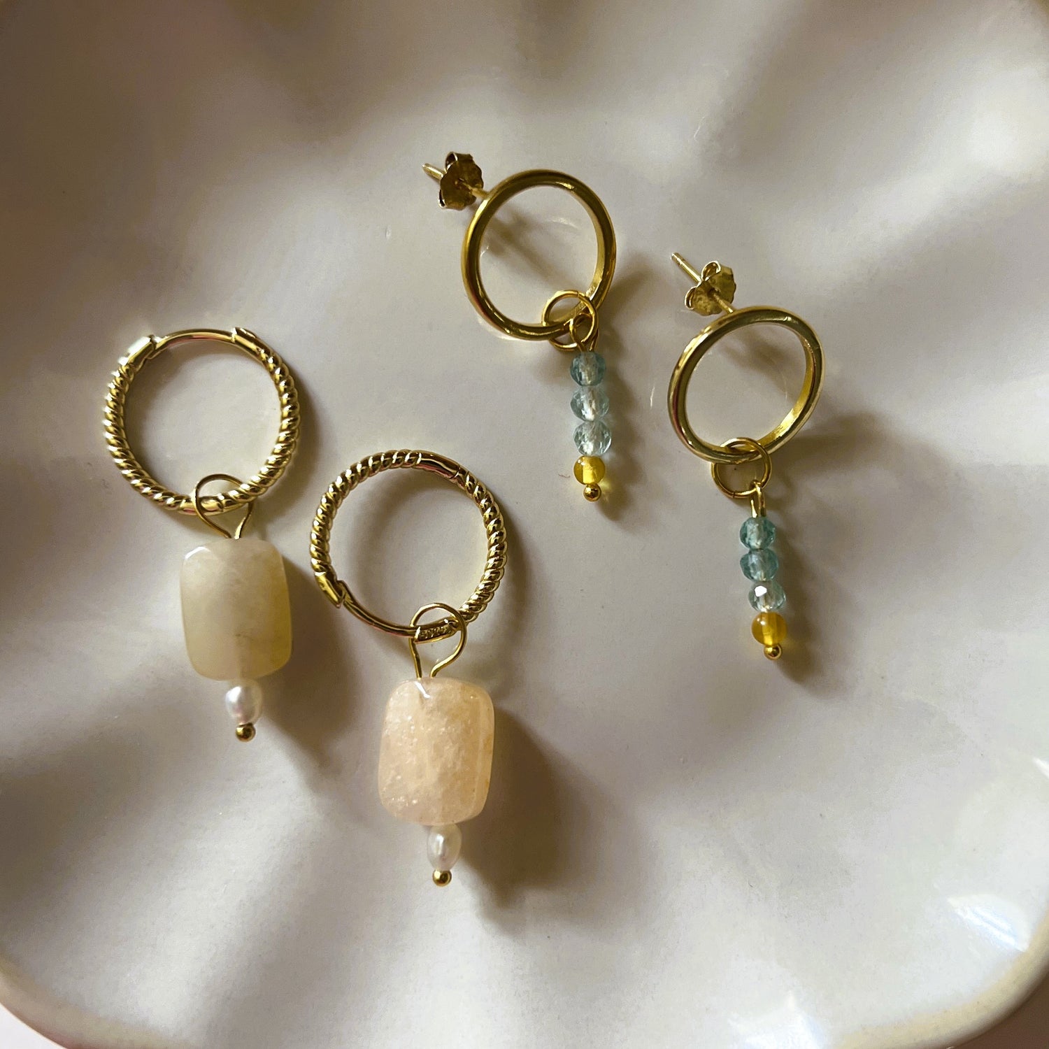 Oorbellen Sea Flow, apatiet, amber