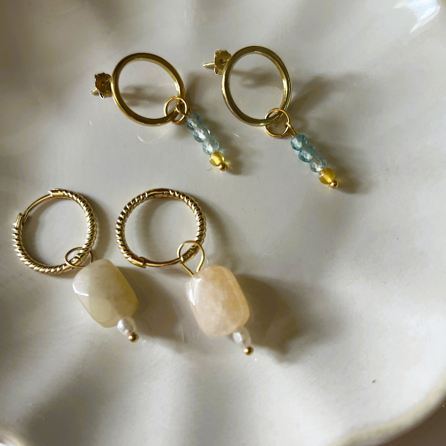 Oorbellen Sea Flow, apatiet, amber