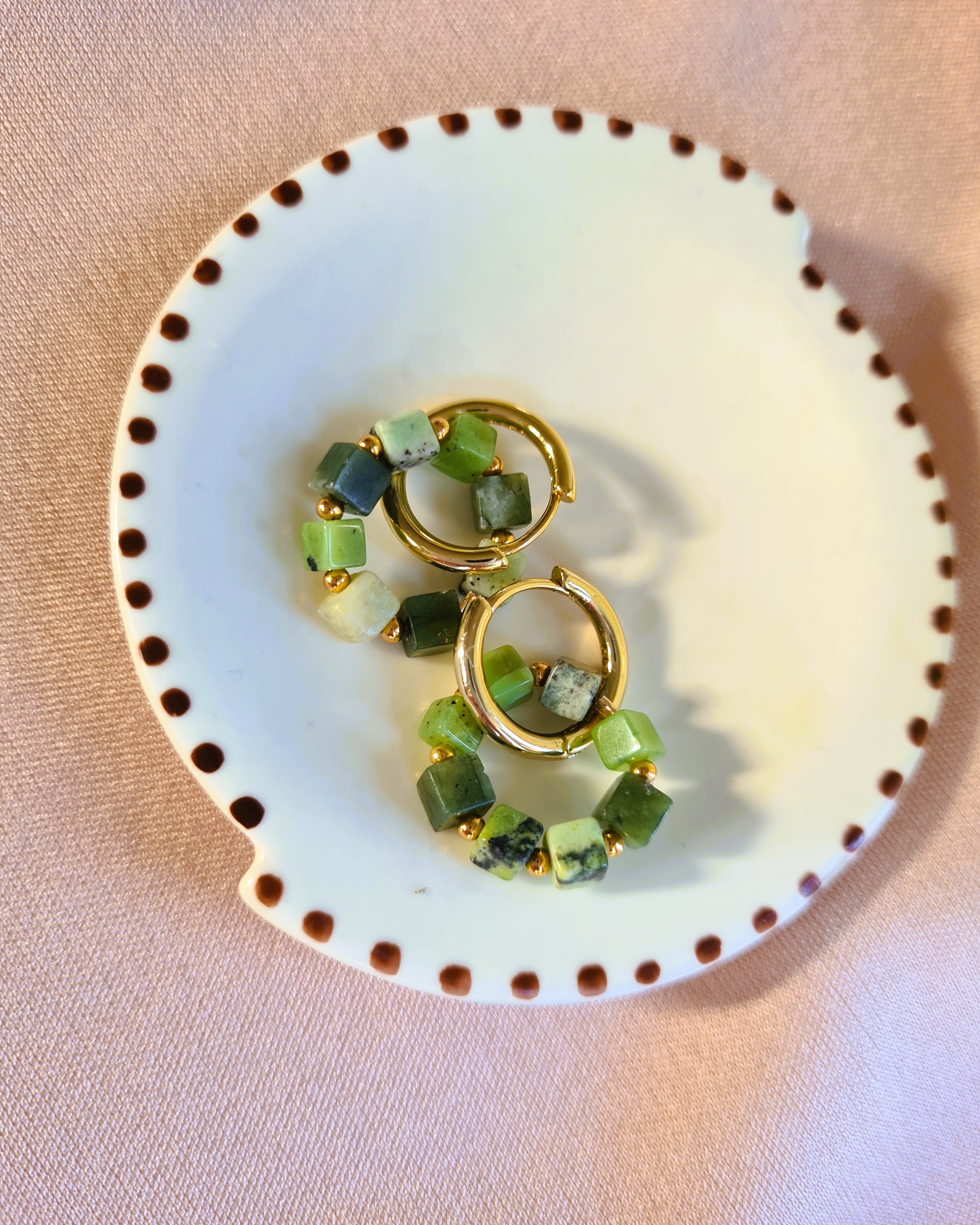 Oorbellen Today, groene jade