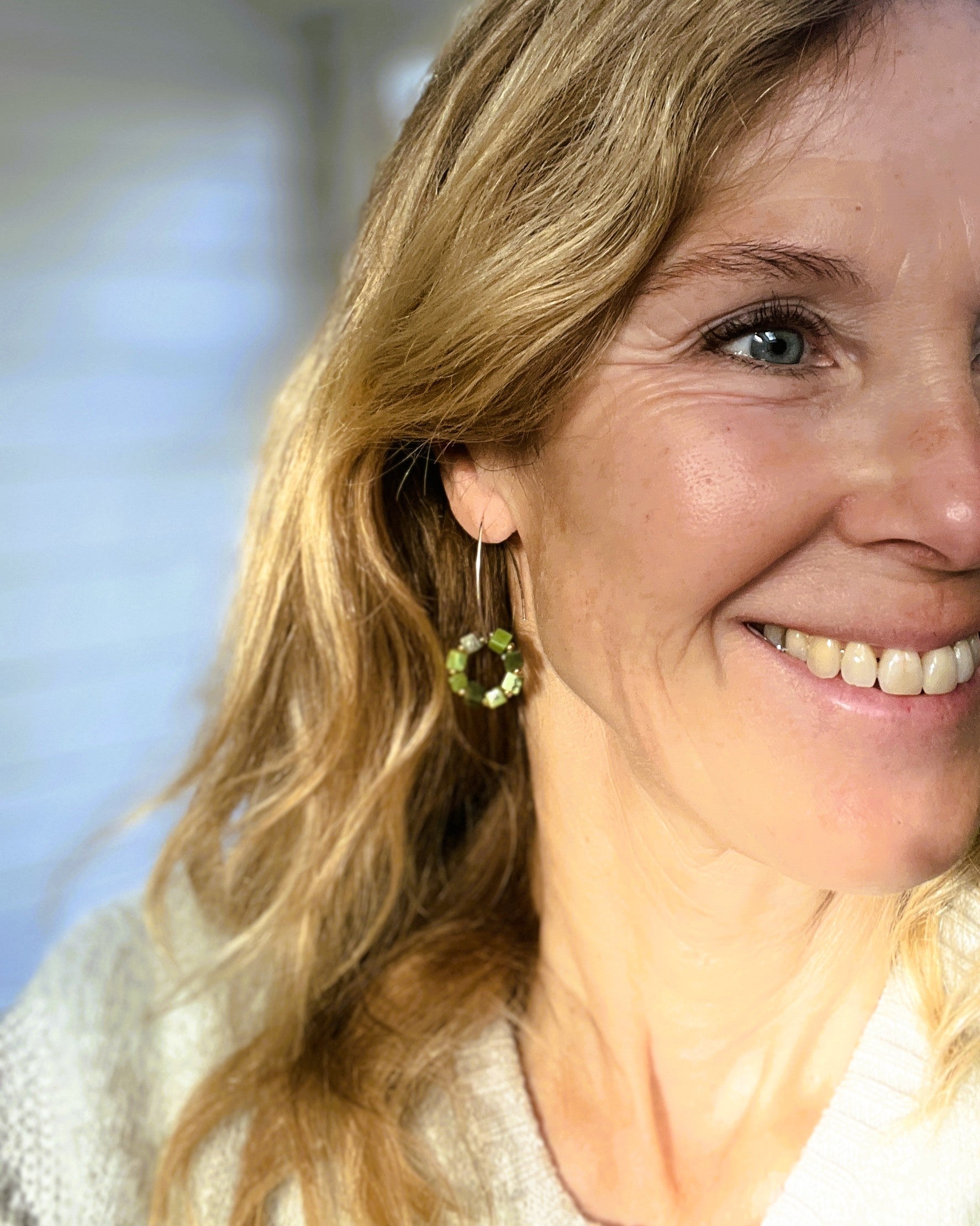 Oorbellen Good Luck, groene jade