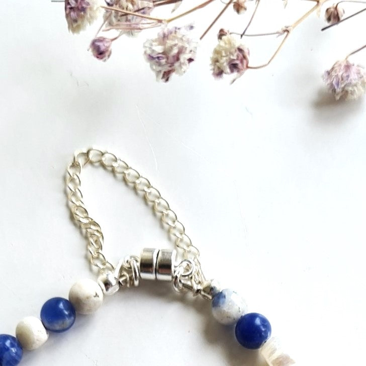 Armband Virginia, lapis lazuli, sodaliet, gouden tijgeroog, onyx