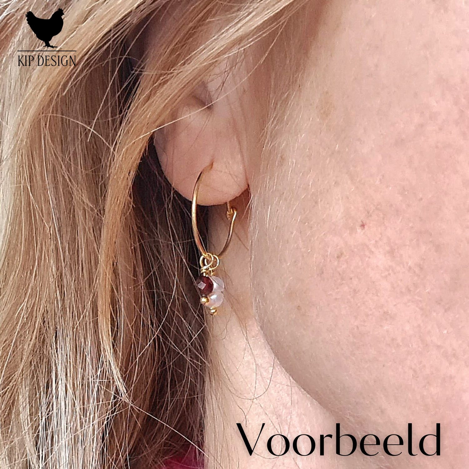 1 oorbel June, geboortesteen voor juni: carneool
