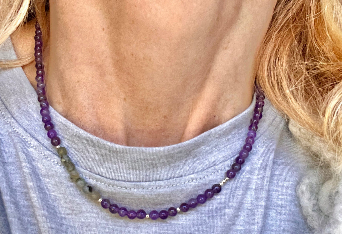 Ketting You&Me, amethist, labradoriet