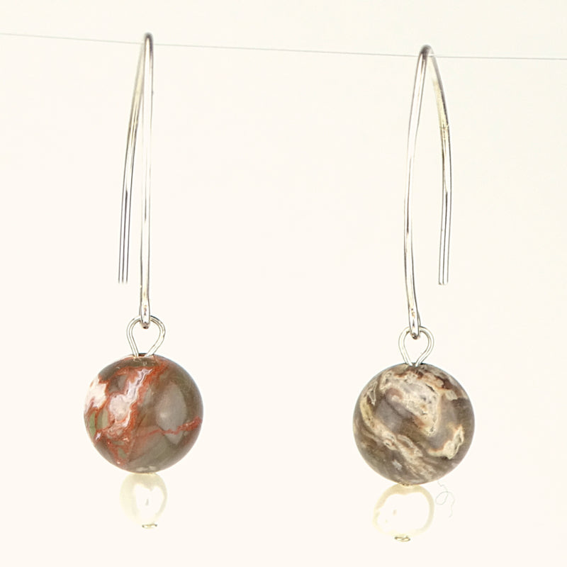 Oorbellen Marbles, jaspis en parel