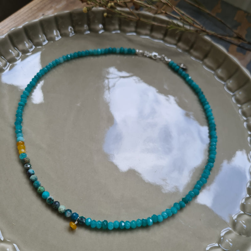 Ketting Ocean View, agaat en chrysocolla