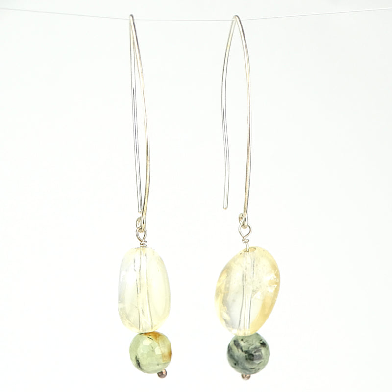 Oorbellen Morning Dew, met citrien en agaat