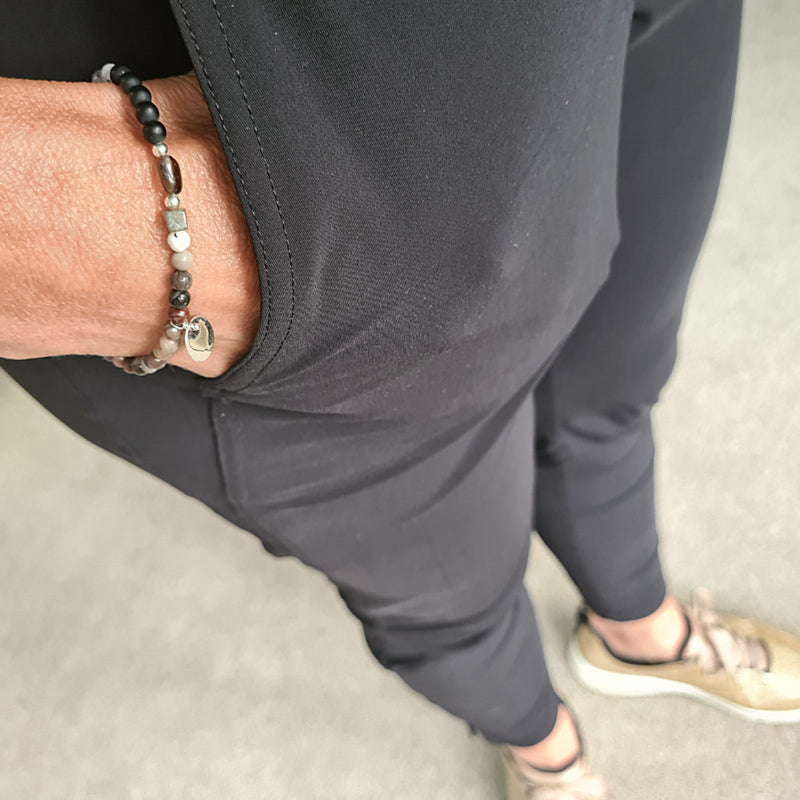 Armband Tiny Rocks, rhodoniet, onyx, rookkwarts
