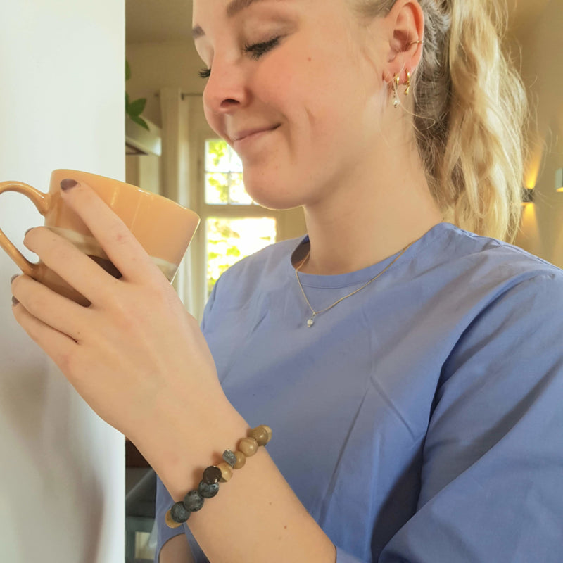 Unisex armband Hidden Earth, serpentijn en labradoriet