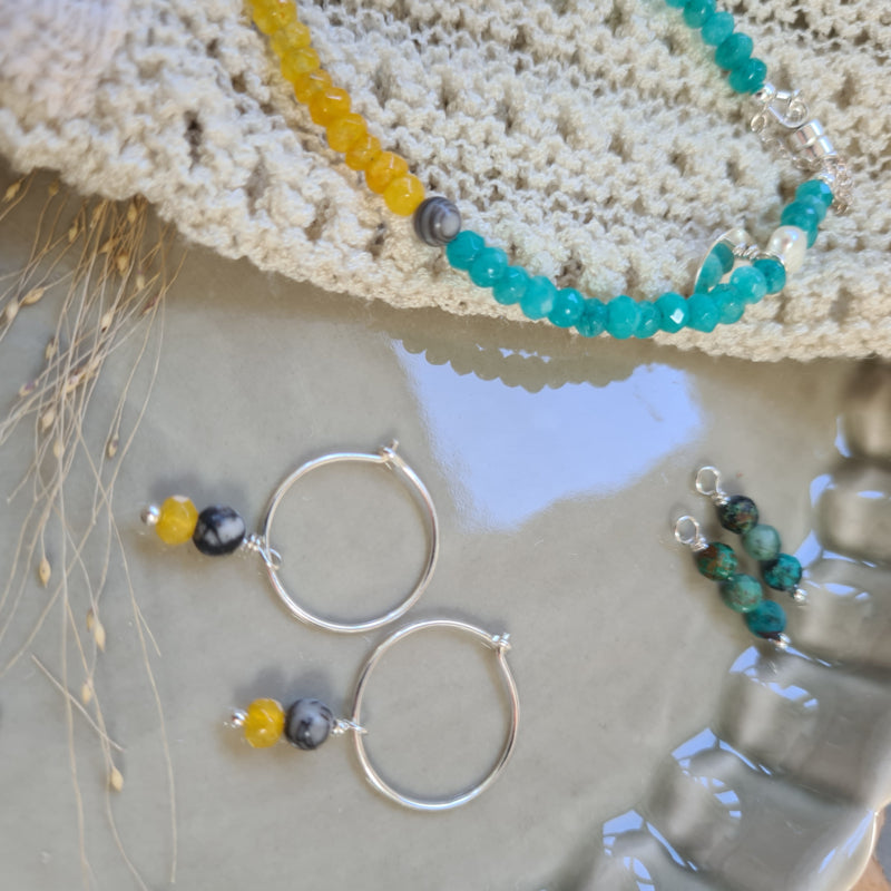 1 Oorring Ocean Sisters, chrysocolla, agaat