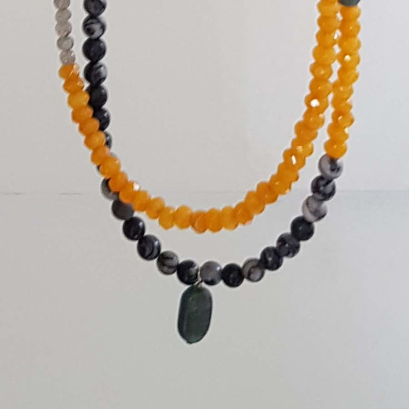 Set Kettingen Yellow Spirit, zebra jaspis en agaat