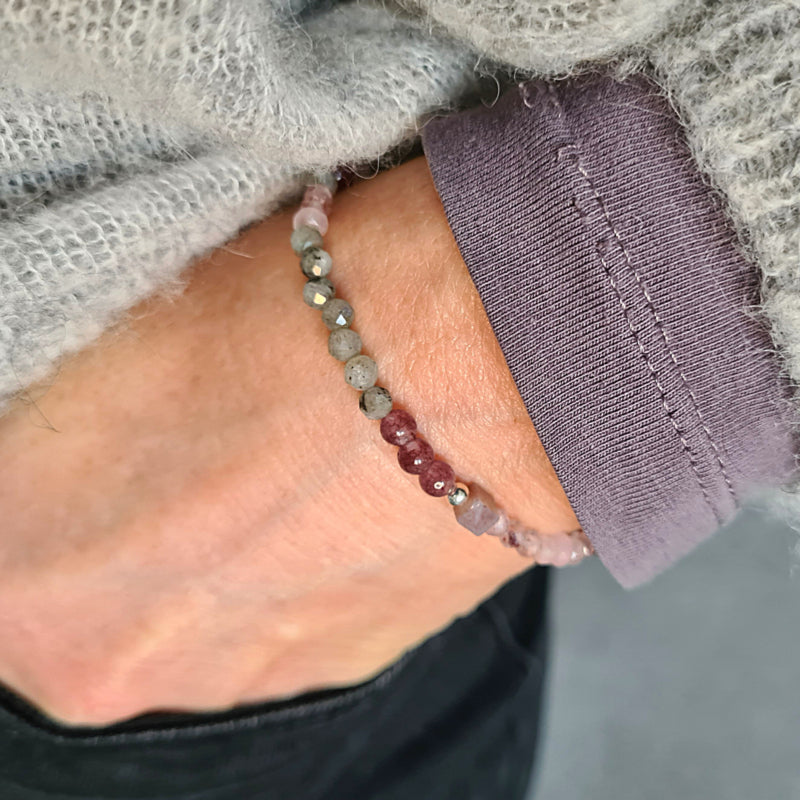 Armband Perhaps, lepidoliet, rozekwarts en labradoriet