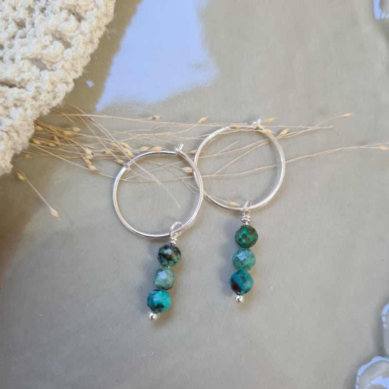 1 Oorring Ocean Sisters, chrysocolla, agaat