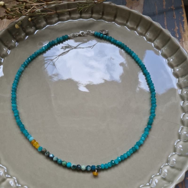 Ketting Ocean View, agaat en chrysocolla