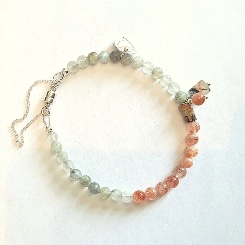 Setje Ketting en armband Sunny Earth, zonnesteen, labradoriet, jaspis