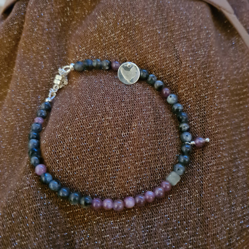 Armband Purple life, lepidoliet en labradoriet