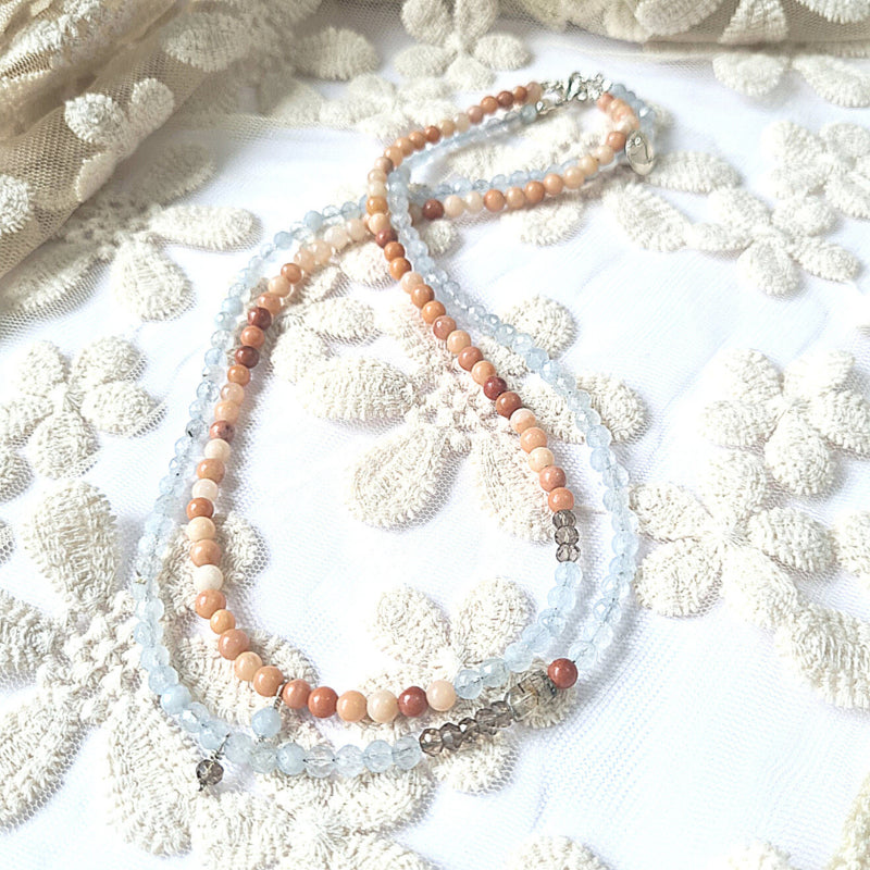 Set Kettingen Bliss, aventurijn en aquamarijn