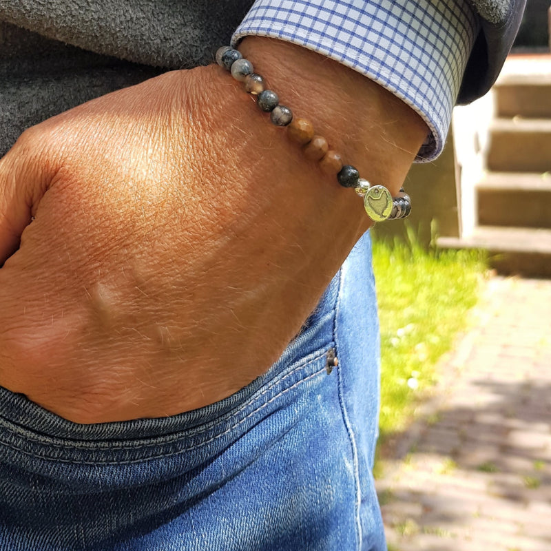 Unisex armband Hidden Spider, spinnenweb agaat, jaspis