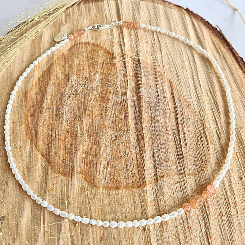 Ketting Sunny Pearl, parel, zonnesteen