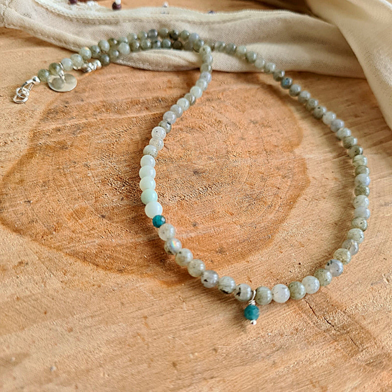 Ketting Sky, labradoriet en amazoniet