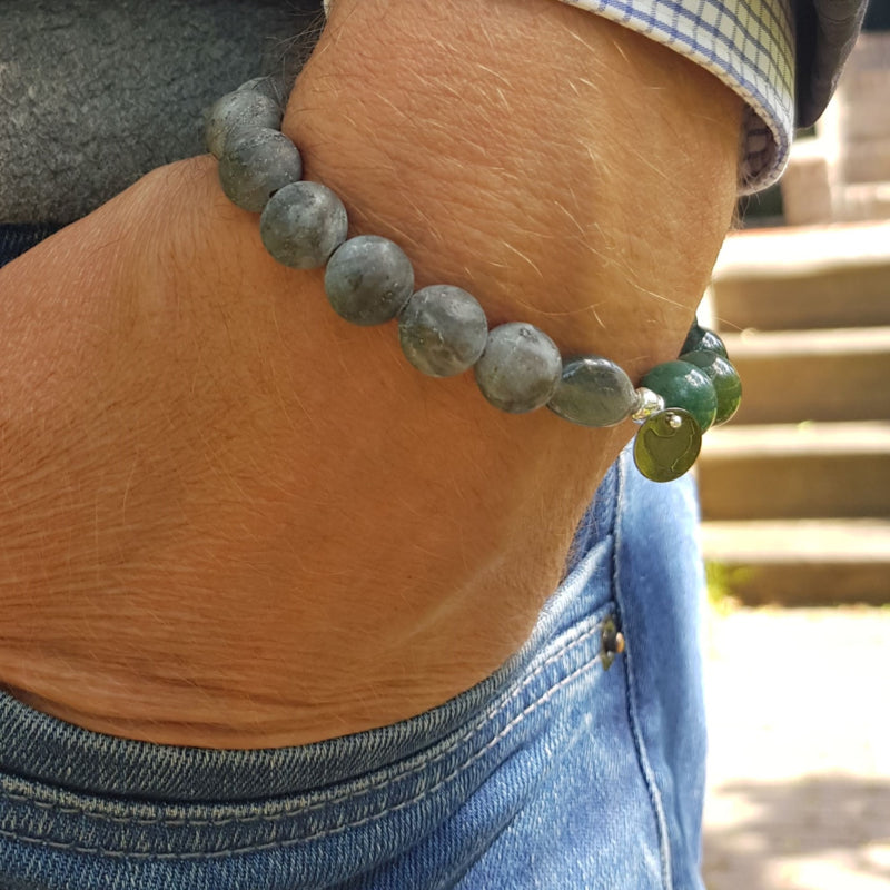 Unisex armband Hidden Greens, agaat en labradoriet