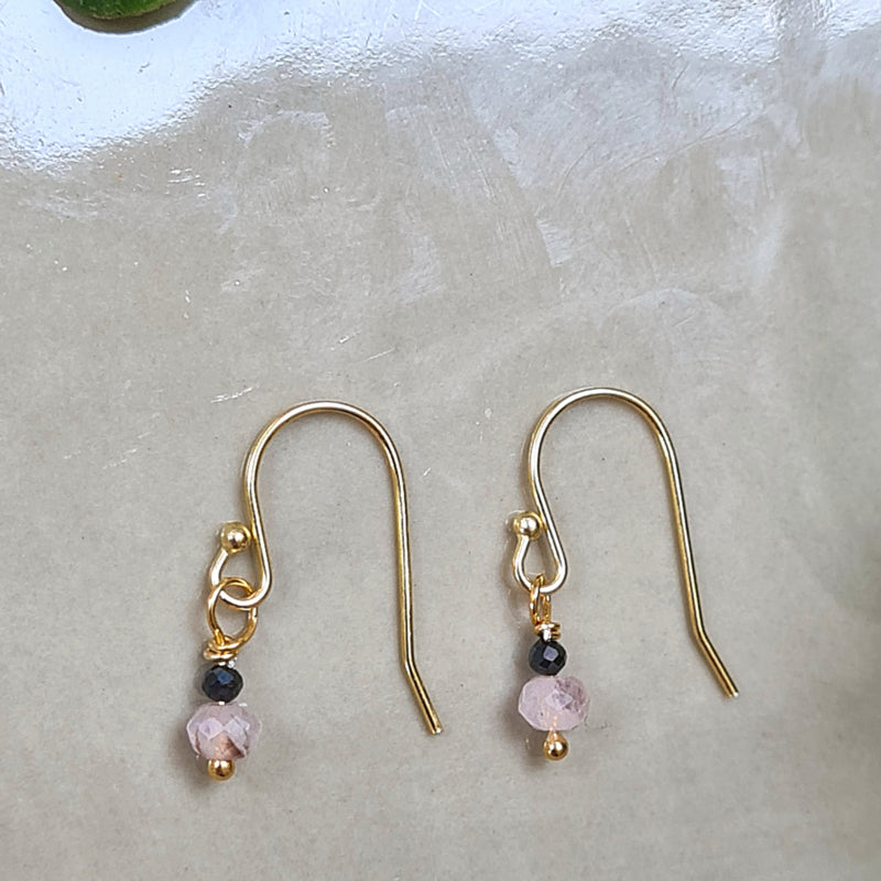 Oorbellen Blossom, rozekwarts, spinel