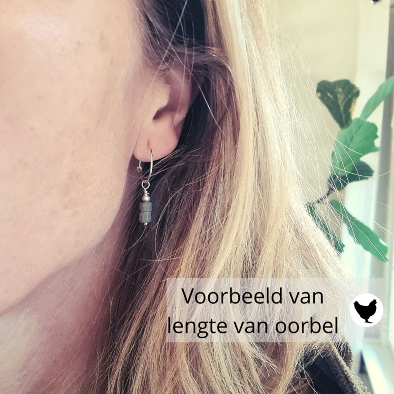 1 Oorring Tiny Ginger, agaat en spinel