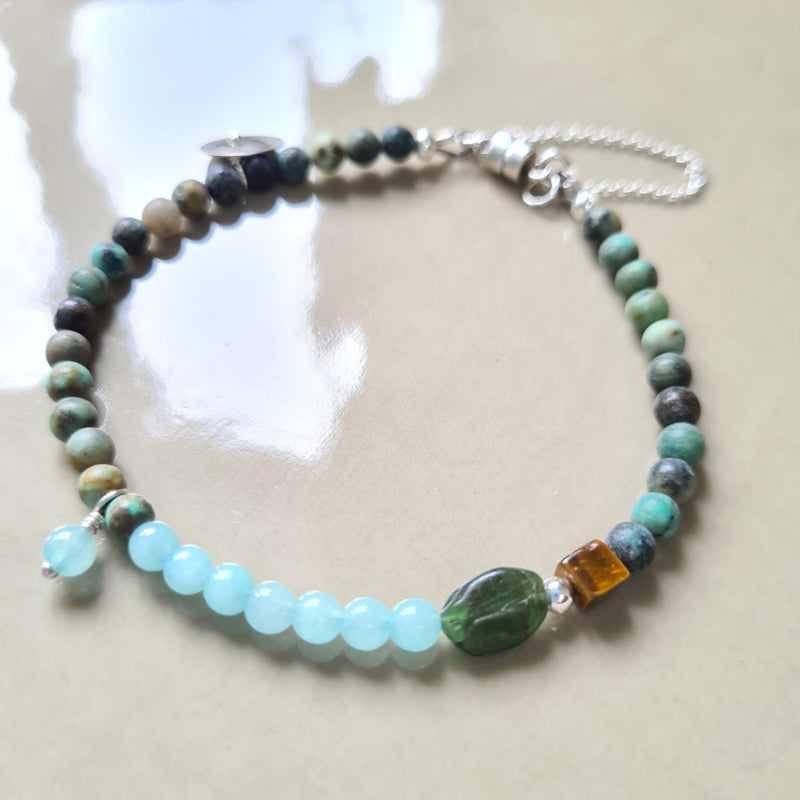 Armband Evergreens , Afrikaans turquoise, amazoniet