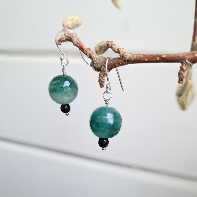 Oorbellen Sweden, agaat, onyx