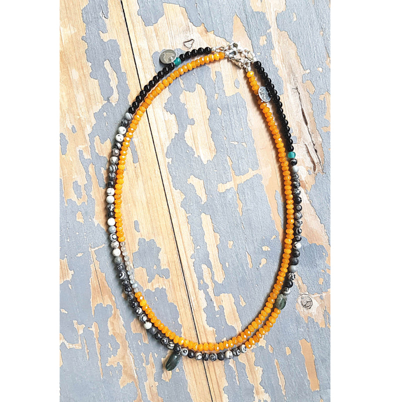Set Kettingen Yellow Spirit, zebra jaspis en agaat