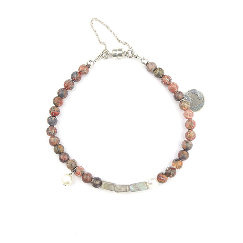 Armband Pink Leopard, met jaspis en parel