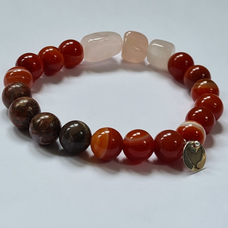 Unisex armband Terra, carneool, jaspis en rozekwarts