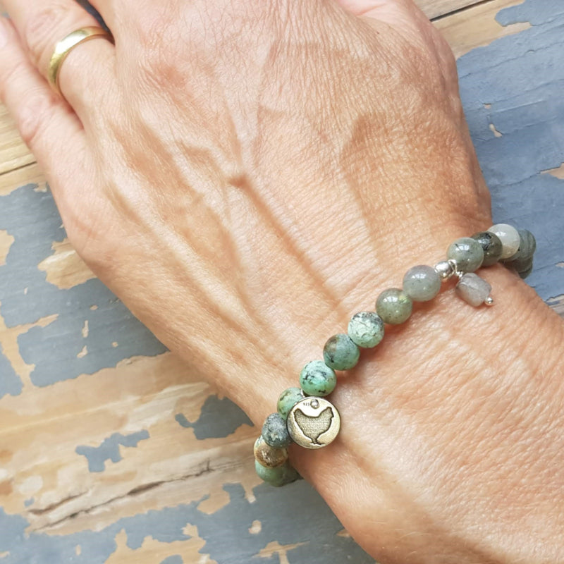 Unisex armband Hidden grass, afrikaans turquoise en labradoriet