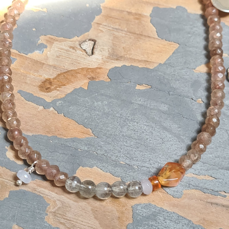 Ketting Evening Dusk, agaat en labradoriet