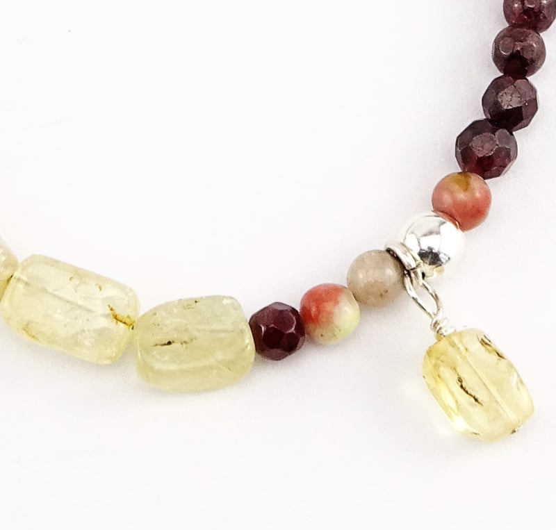 Armband Jazzy Chance, granaat, citrien en rhodoniet