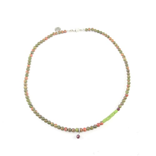 Ketting Heather Spirit, jade nefriet, unakiet, granaat