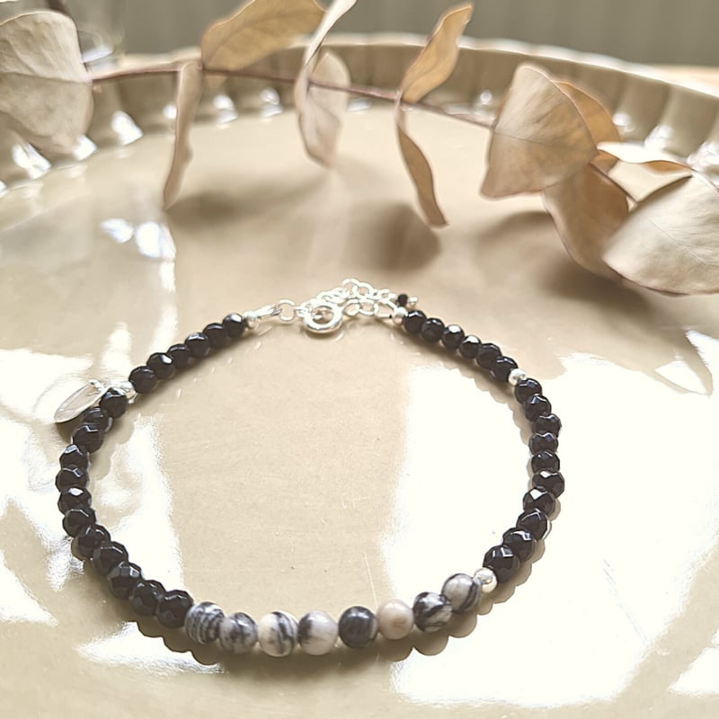 Armband Dark, onyx en zebra jaspis