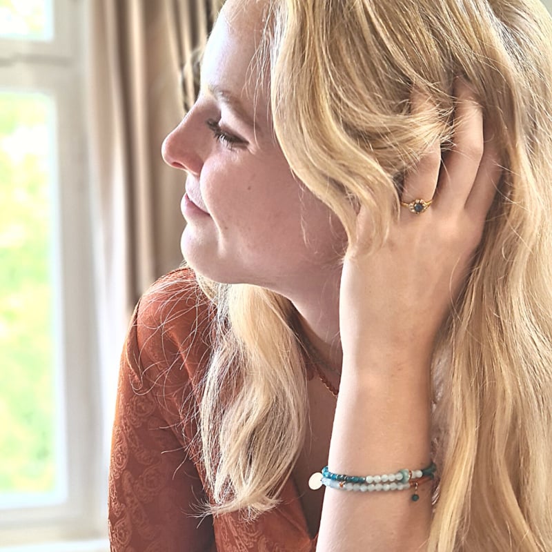 Armband River, aquamarijn, carneool en apatiet