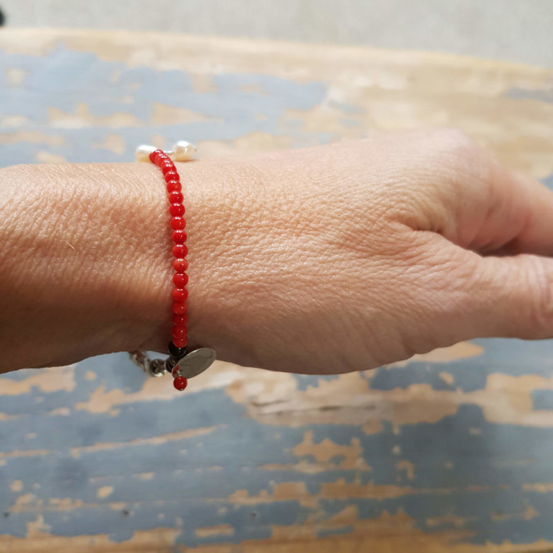 Armband Grace, parel, koraal en toermalijn