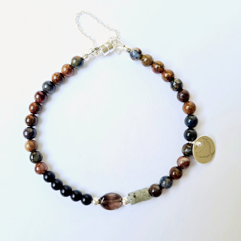 Armband Soft Rocks, pietersiet, onyx en labradoriet