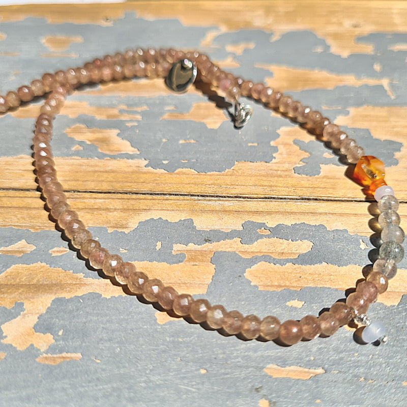 Ketting Evening Dusk, agaat en labradoriet