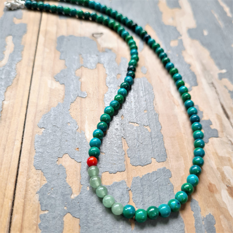 Ketting Green Wishes, aventurijn, koraal, chrysocolla
