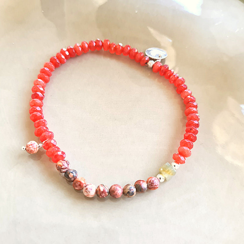 Armband Evening Sun, jade, luipaard jaspis