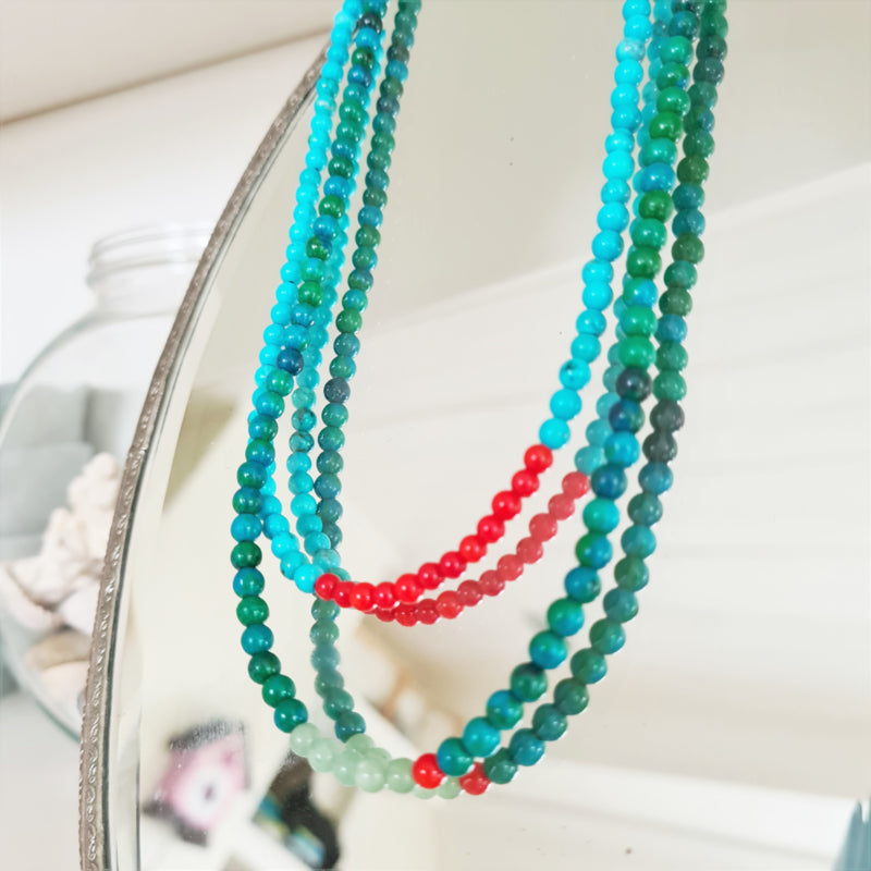 Ketting Green Wishes, aventurijn, koraal, chrysocolla
