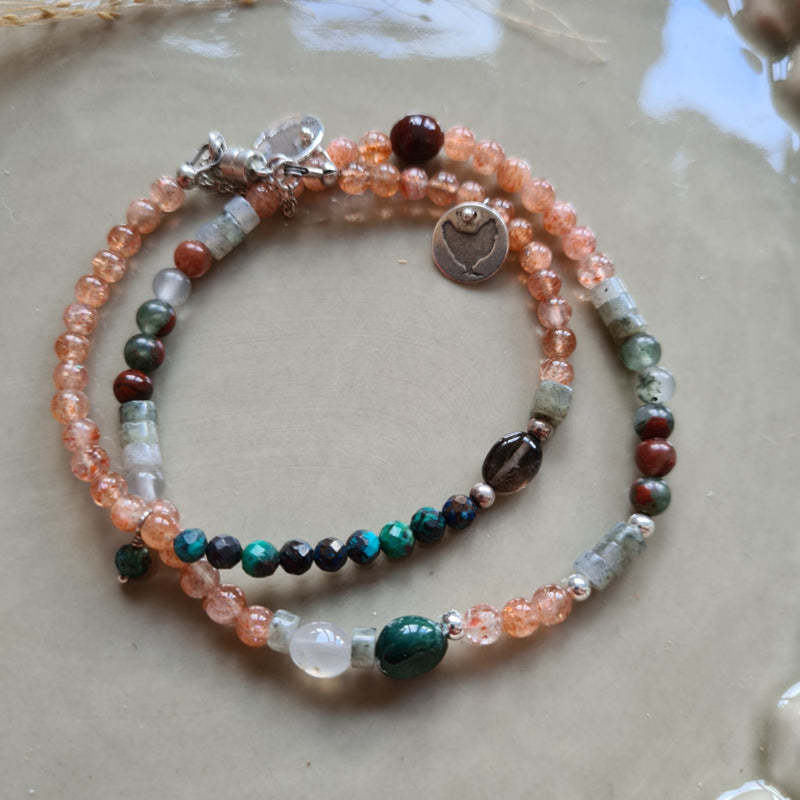 Armband Sunfield, zonnesteen, labradoriet, heliotroop