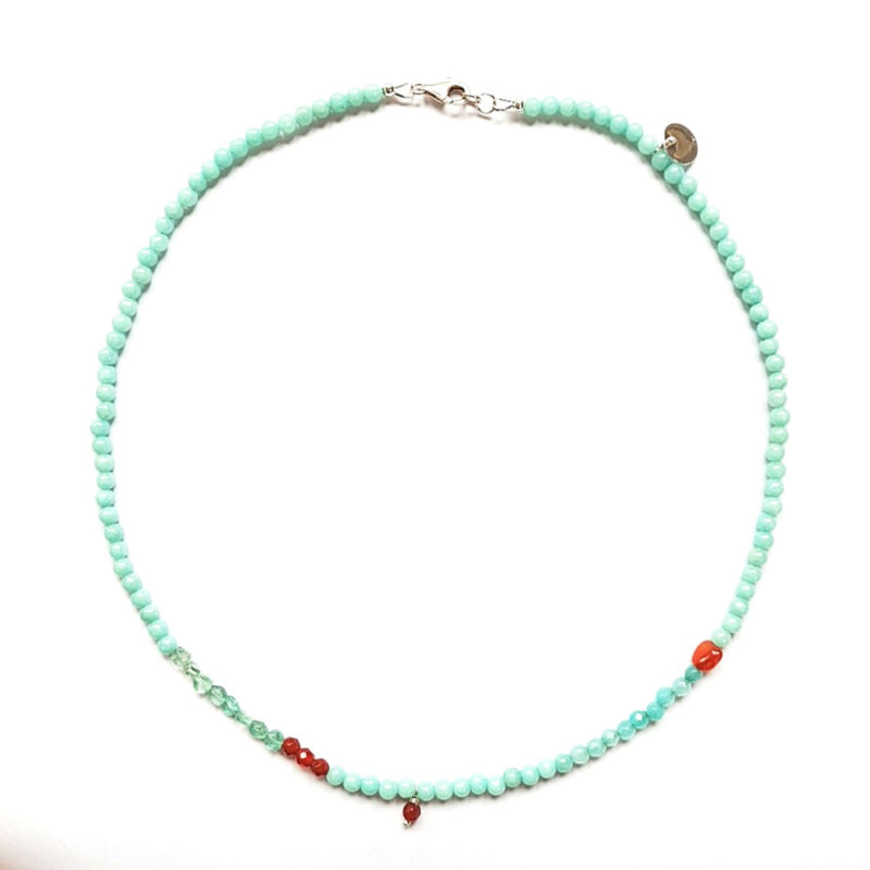 Ketting Annette, amazoniet en carneool