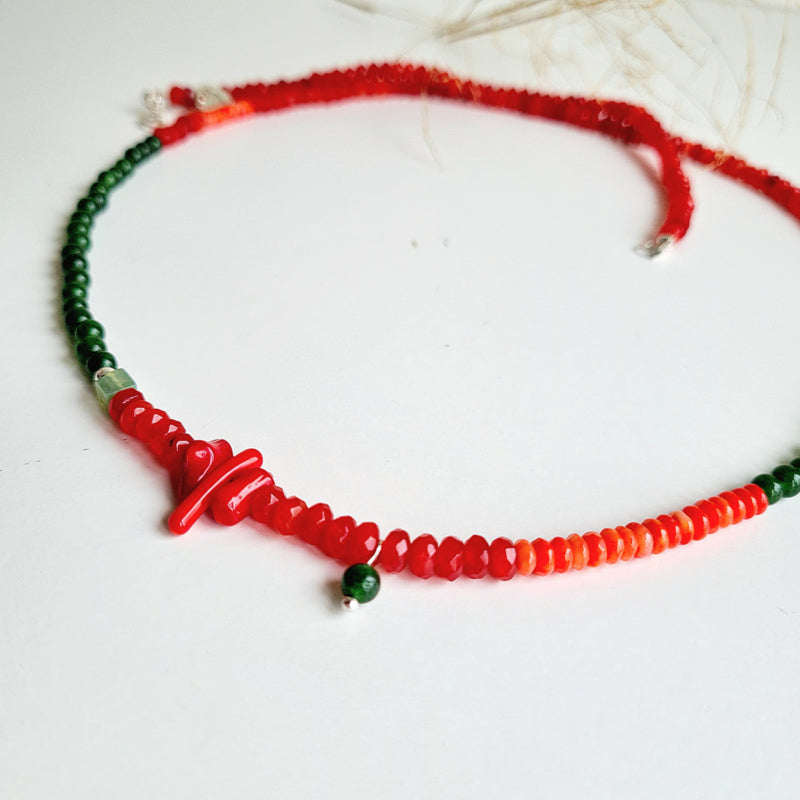 Ketting Indian Summer, jade, koraal