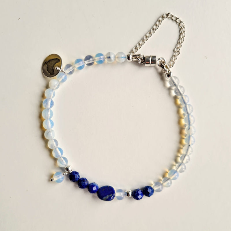 Armband Little Moon, maansteen, lapis lazuli