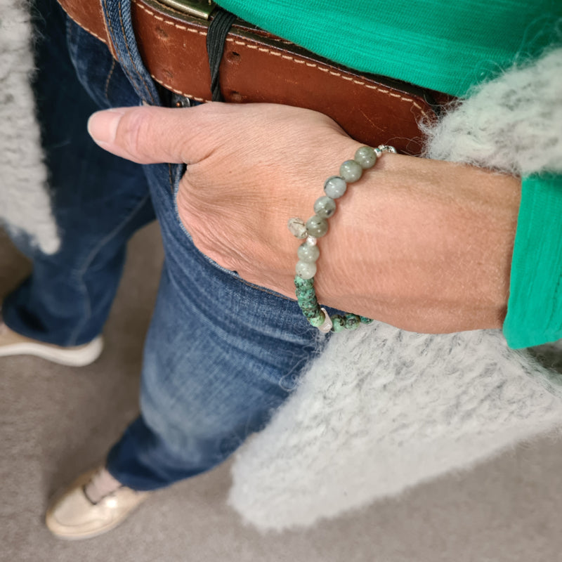 Armband Forbidden grass, afrikaans turquoise en labradoriet