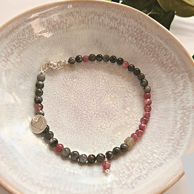 Armband Purple life, lepidoliet en labradoriet