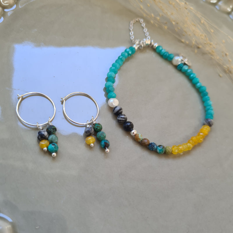 Armband Pearl Ocean, jade, parel en chrysocolla